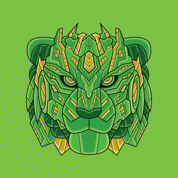 Abstract Colorful Geometric Ornament Doodle Tiger Illustration Tribal Cartoon Concept Vector. Suitable For Logo, Wallpaper, Banner, Background, Card, Book Illustration, T-Shirt Design, Sticker, Cover vector