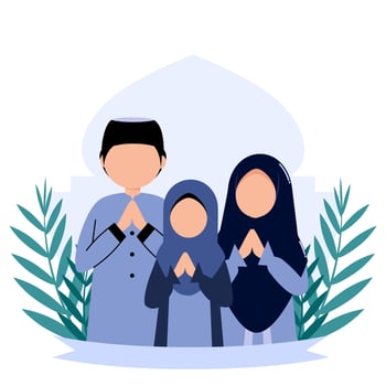 Muslim family illustration vector