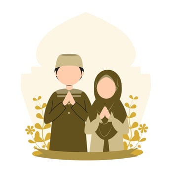Muslim family illustration vector