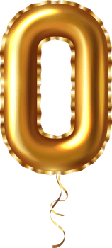 Golden  Balloon Number Zero png