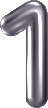 Silver metal number one png
