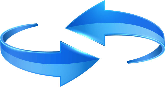 Blue 3D glossy curve arrows png