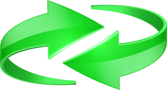 Green 3D glossy curve arrows png