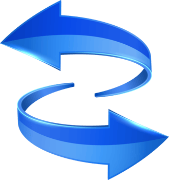 Blue 3D glossy curve arrows png