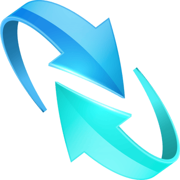 Blue 3D glossy curve arrows png