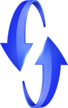 Blue 3D glossy curve arrows png