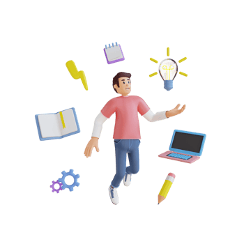 young man getting ideas 3D character illustration png