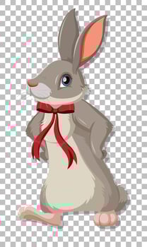 Cute rabbit on grid background vector