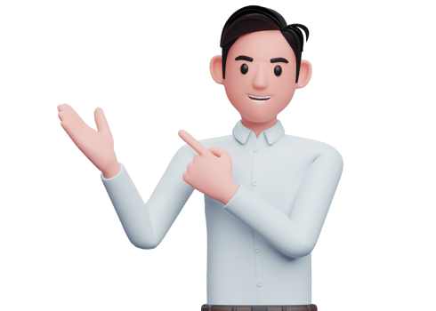 businessman in blue shirt Pointing and recommending pose, 3d illustration of businessman blue shirt pointing side up png