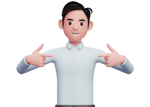 smart boy in blue shirt pointing self, 3D illustration of man in blue shirt pointing self png