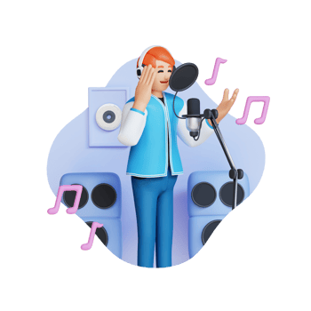young boy doing singing 3D character illustration png