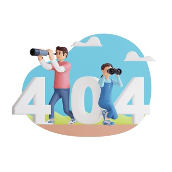 young man and girl looking using spyglasses 3d character illustration png