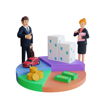 businessman showing company statistics chart 3d character illustration png