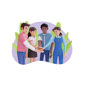 teenagers putting their hands together 3d character illustration png