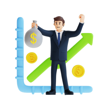 businessman holding a sack of money 3d character illustration png