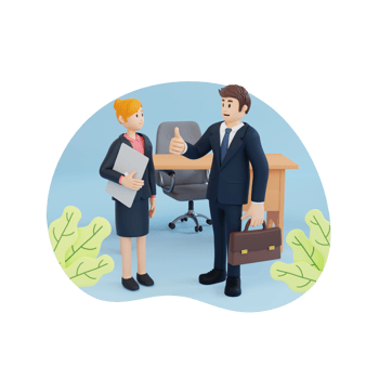 businessman with briefcase giving thumbs up to businesswoman 3d character illustration png