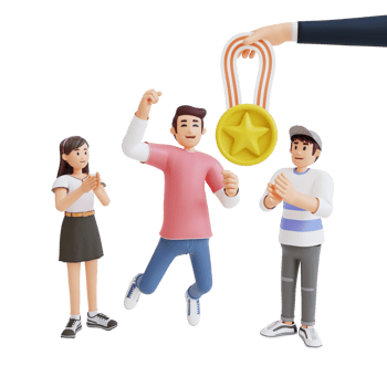 teenagers are happy to get award medals 3d character illustration png