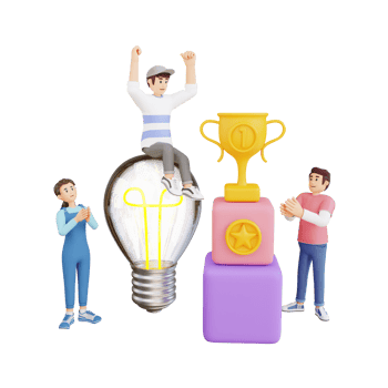 teen cheering and clapping gets a trophy 3d character illustration png