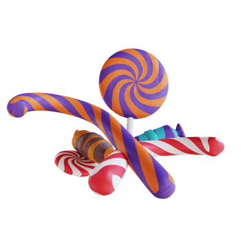 3d illustration candy canes and lollipops png