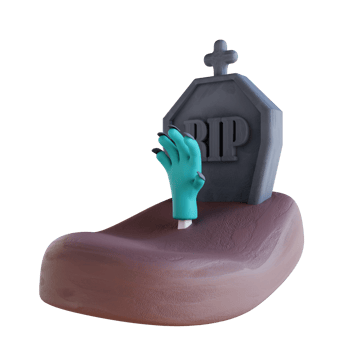 3d illustration grave with zombie hands png