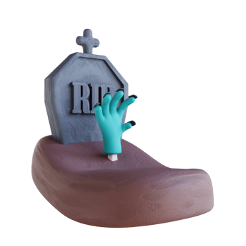 3d illustration grave with zombie hands png