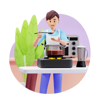 young mother tasting food 3d character illustration png