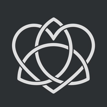 Celtic Trinity Knot logo. Wiccan symbol for protection and love. Occult sign. Vector isolated on black background