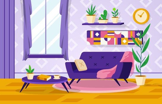 Retro Living Room Interiors Background vector