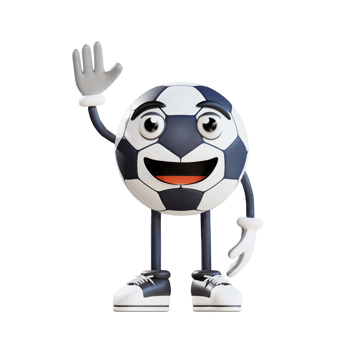 soccer ball mascot say hello 3d character illustration png