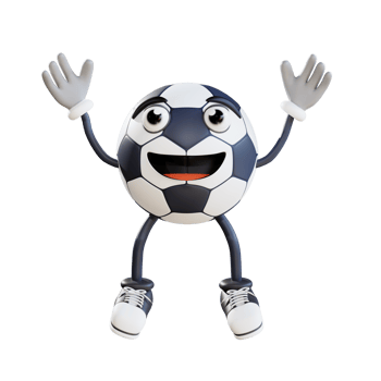soccer mascot jumping while waving hands 3d character illustration png