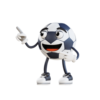 football mascot with pointing finger 3d character illustration png