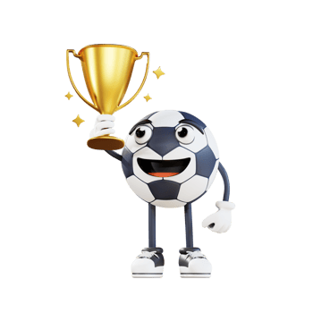 football mascot holding gold trophy 3d character illustration png