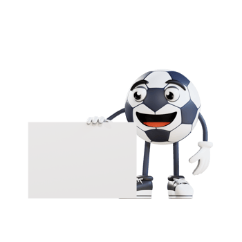 football mascot holding blank white board 3d character illustration png