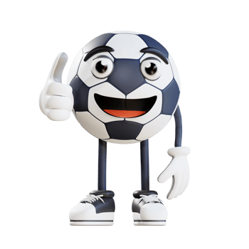soccer ball mascot giving thumbs up 3d character illustration png