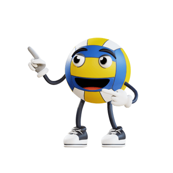 volleyball mascot pointing 3d character illustration png