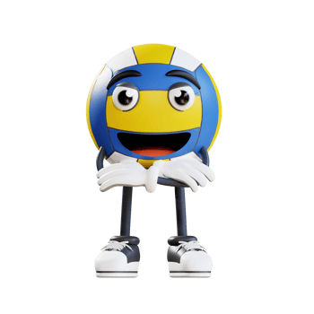 volleyball mascot crossed arms 3d character illustration png
