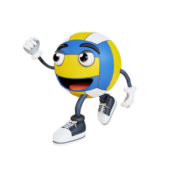 volleyball mascot is running 3d character illustration png