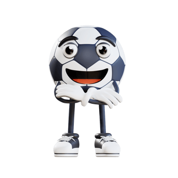 football mascot crossed arms 3d character illustration png