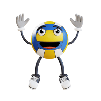 volleyball mascot jumping while waving both hands 3d character illustration png