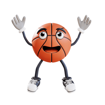 basketball mascot jumping for joy 3d character illustration png
