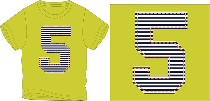 5 number with lines Graphic design vector illustration