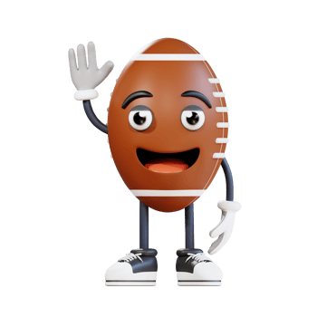 american football mascot say hello 3d character illustration png