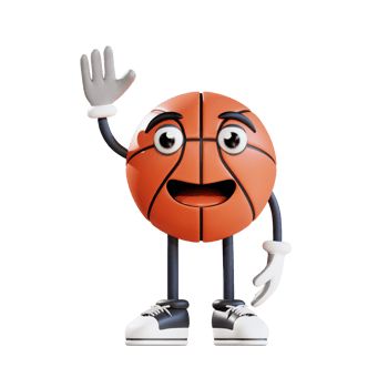 basketball mascot say hello 3d character illustration png