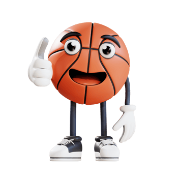 basketball mascot giving thumbs up 3d character illustration png