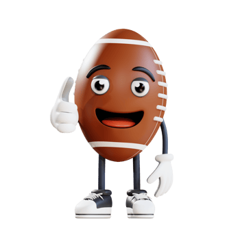 american football mascot giving thumbs up 3d character illustration png