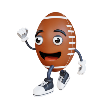 running american football mascot 3d character illustration png