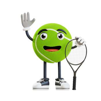 tennis ball mascot say hello 3d character illustration png