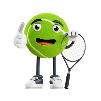 tennis ball mascot giving thumbs up 3d character illustration png