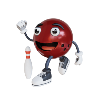 bowling ball mascot is running 3d character illustration png