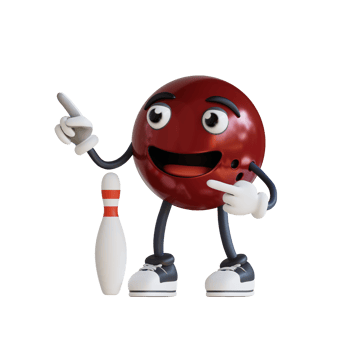 bowling ball mascot pointing left gesture 3d character illustration png
